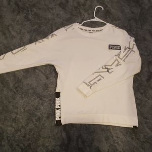 PINK Oversized Crewneck w/ 6 in. Zipper on Sides